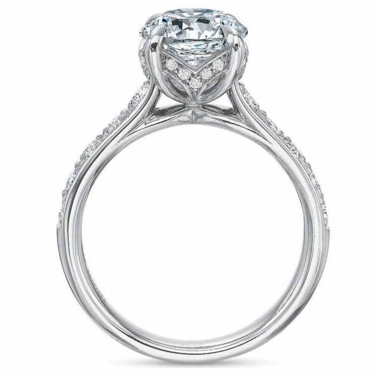 Platinum Flush Fit 4 Prong Graduated Diamond Engagement Ring Setting