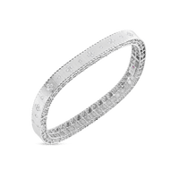 Roberto Coin 18K White Gold Princess Satin Finish Bangle with Fleur de Lis Diamonds