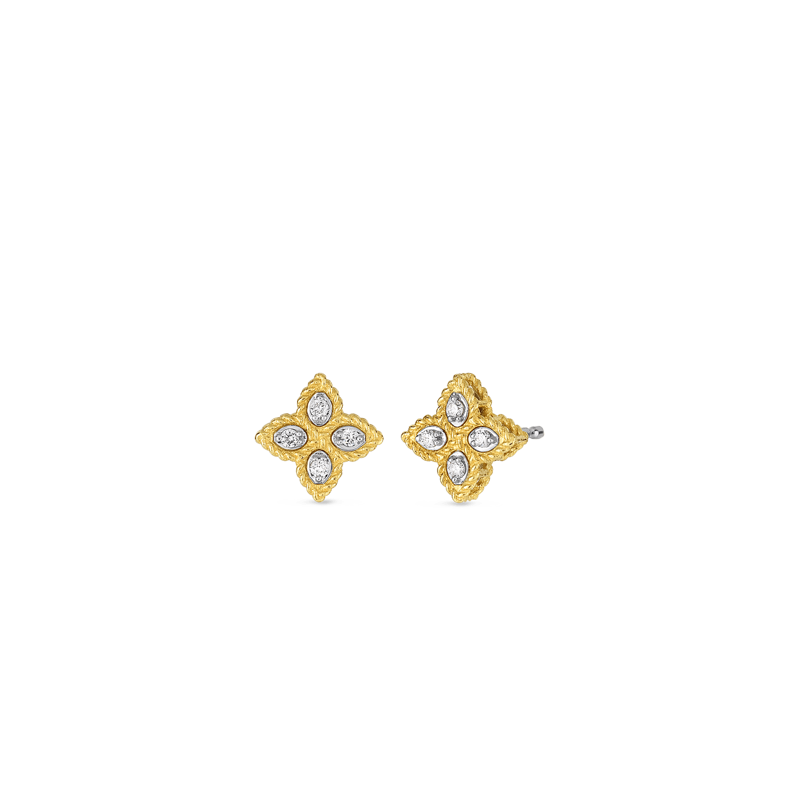 Roberto Coin 18K Yellow Gold Princess Diamond Flower Stud Earrings