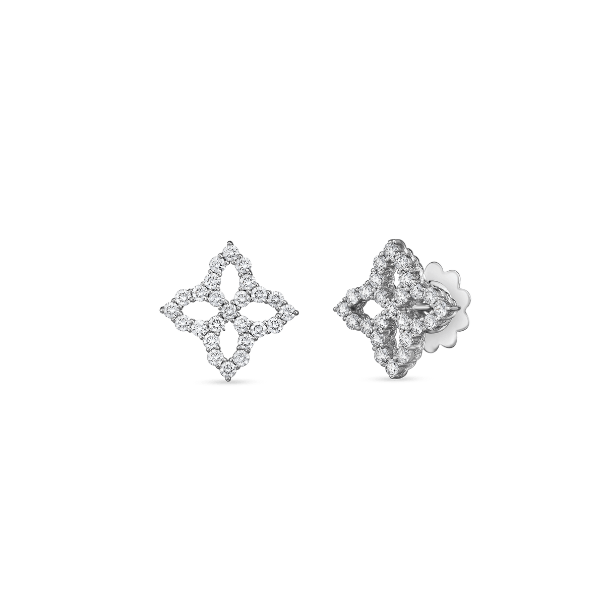Roberto Coin 18K White Gold Diamond Flower Stud Earrings