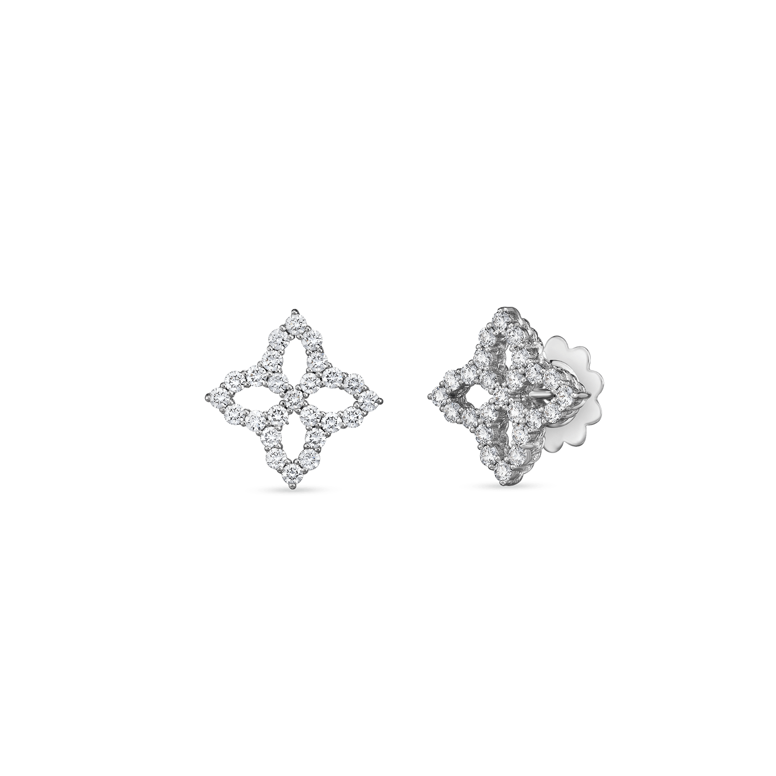 Roberto Coin 18K White Gold Diamond Flower Stud Earrings