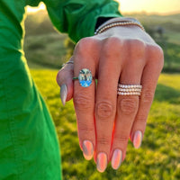 18K White Gold Prong Set Wave Diamond Band