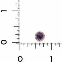 14K Yellow Gold Amethyst with Diamond Halo Stud Earrings