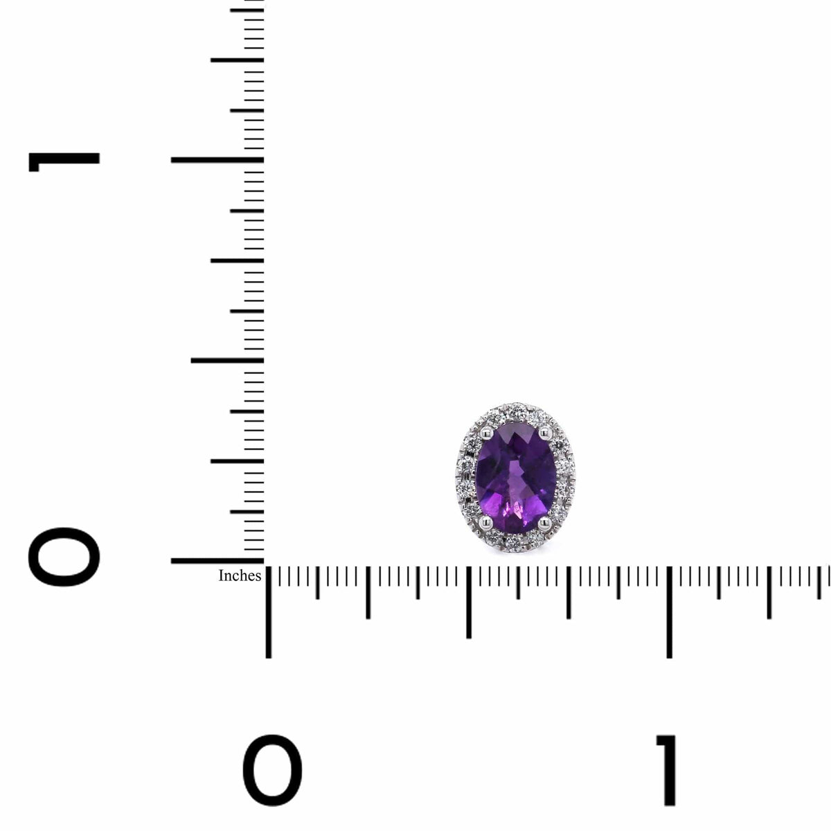 14K White Gold Amethyst with Diamond Halo Stud Earrings