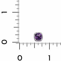 14K White Gold Amethyst with Diamond Halo Stud Earrings