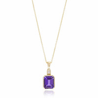 14K Yellow Gold Emerald Cut Amethyst Necklace
