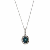 18K White Gold Alexandrite Diamond Halo Necklace
