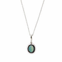 18K White Gold Alexandrite Diamond Halo Necklace