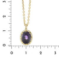 18K Yellow Gold Cabochon Amethyst Diamond Halo Pendant
