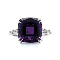18K White Gold Amethyst Diamond Ring, 18k white gold, Long's Jewelers