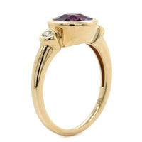 14K Yellow Gold Round Amethyst Bezel Set Ring
