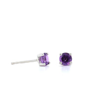 14K White Gold Round Amethyst Stud Earrings