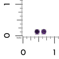 14K White Gold Round Amethyst Stud Earrings