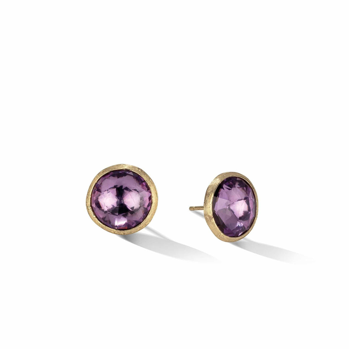 Jaipur 18K Yellow Gold Amethyst Bezel Stud Earrings