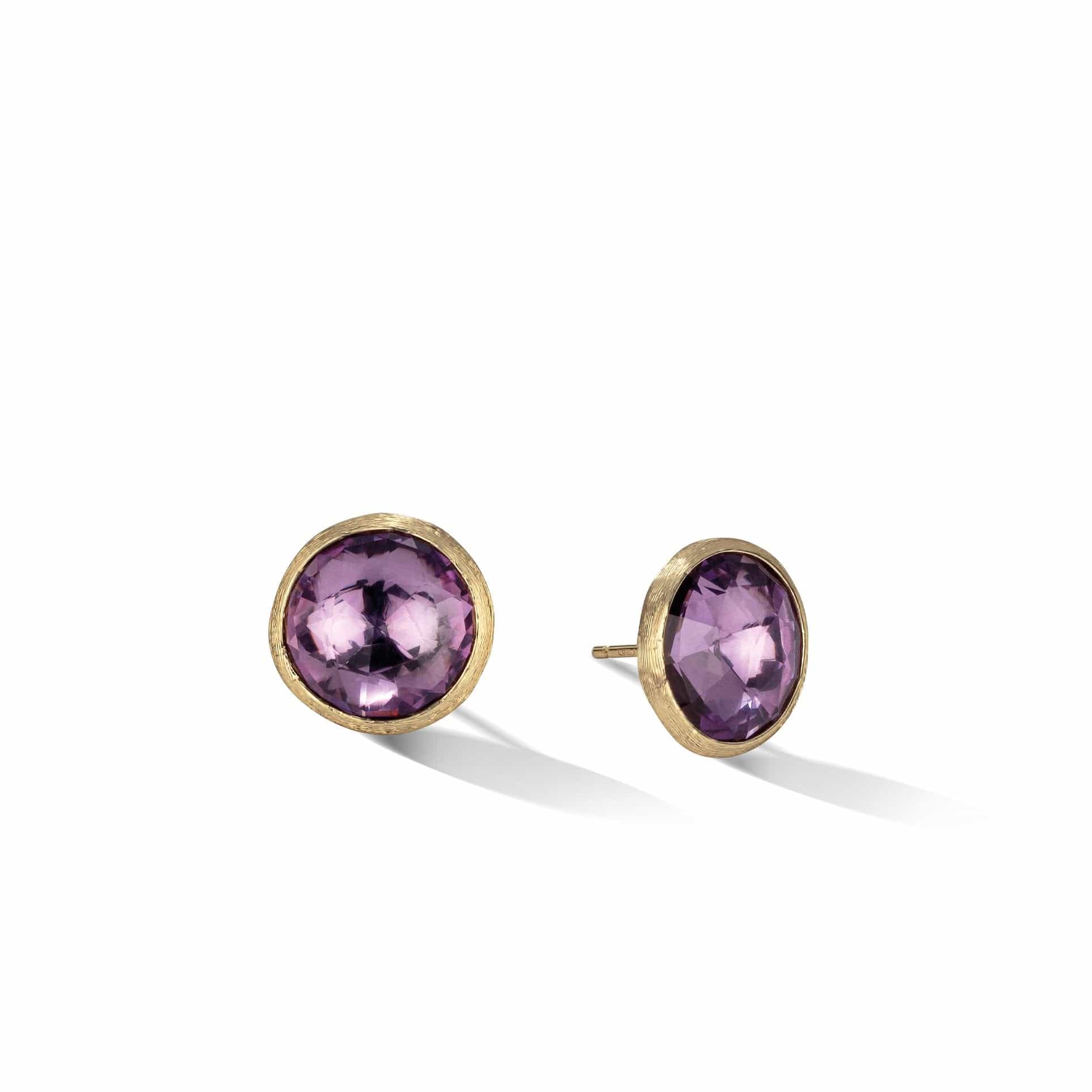 Jaipur 18K Yellow Gold Amethyst Bezel Stud Earrings