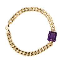 18K Yellow Gold Amethyst Curb Link Bracelet, 18k yellow gold, Long's Jewelers