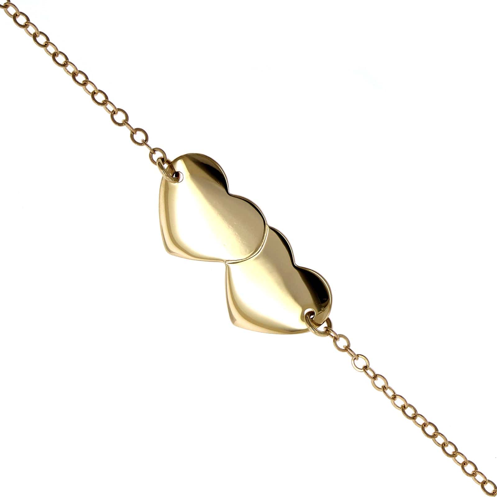 14K Yellow Gold Double Heart Anklet
