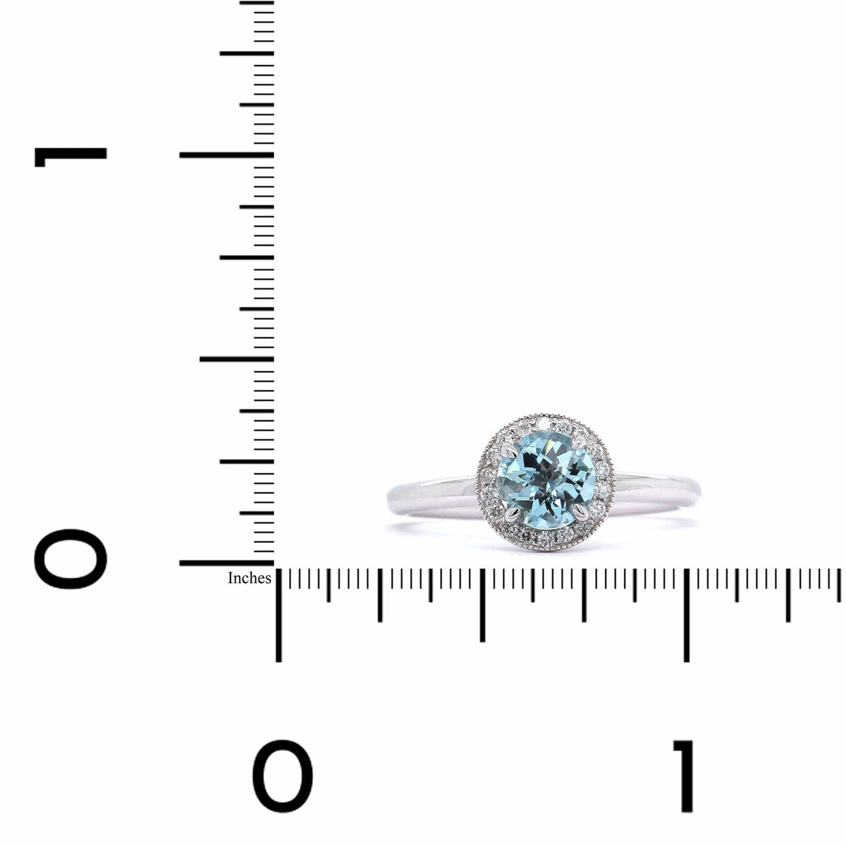 14K White Gold Aquamarine with Diamond Halo Ring