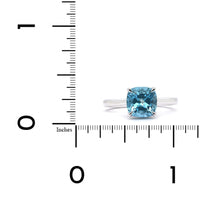 18K White Gold Cushion Aquamarine Diamond Hidden Halo Ring