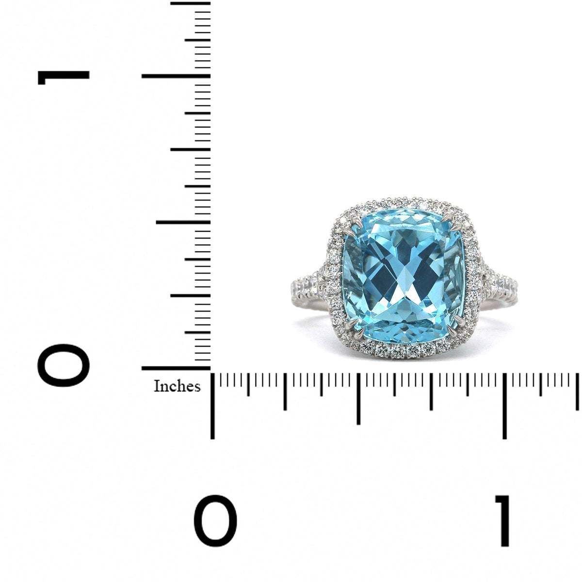 Platinum Cushion Aquamarine Diamond Halo Ring