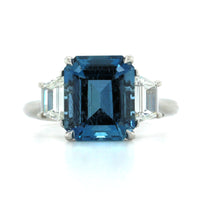 Platinum 3 Stone Aquamarine Diamond Ring, Platinum, Long's Jewelers