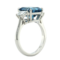 Platinum 3 Stone Aquamarine Diamond Ring, Platinum, Long's Jewelers