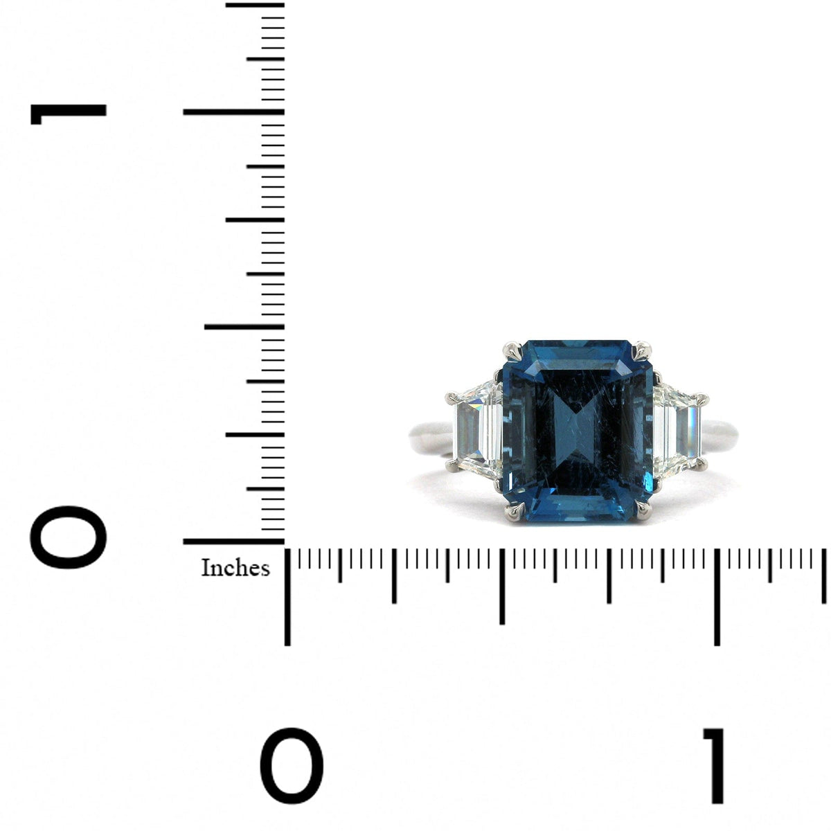 Platinum 3 Stone Aquamarine Diamond Ring, Platinum, Long's Jewelers