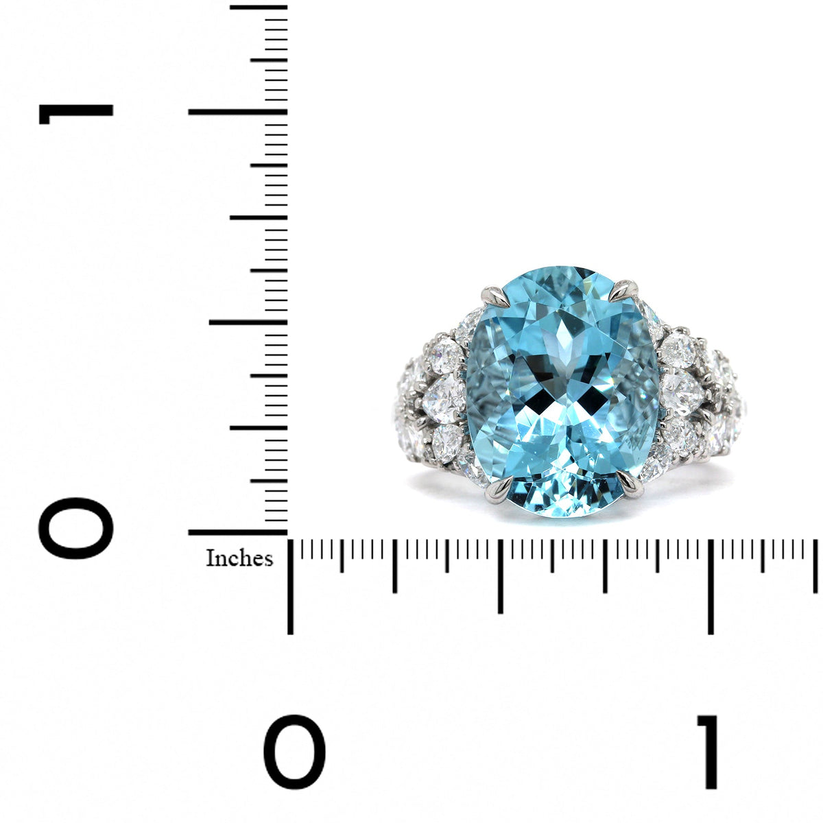 18K White Gold Oval Aquamarine Diamond Ring, 18k white gold, Long's Jewelers