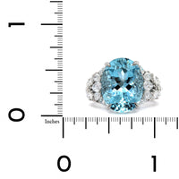 18K White Gold Oval Aquamarine Diamond Ring, 18k white gold, Long's Jewelers
