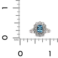 18K White Gold Cushion Aquamarine Vintage Style Ring, 18k white gold, Long's Jewelers