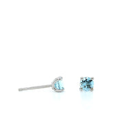 14K White Gold Round Aquamarine Stud Earrings