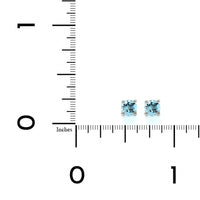 14K White Gold Round Aquamarine Stud Earrings