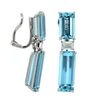 Oscar Heyman Platinum Aquamarine Diamond Drop Earrings