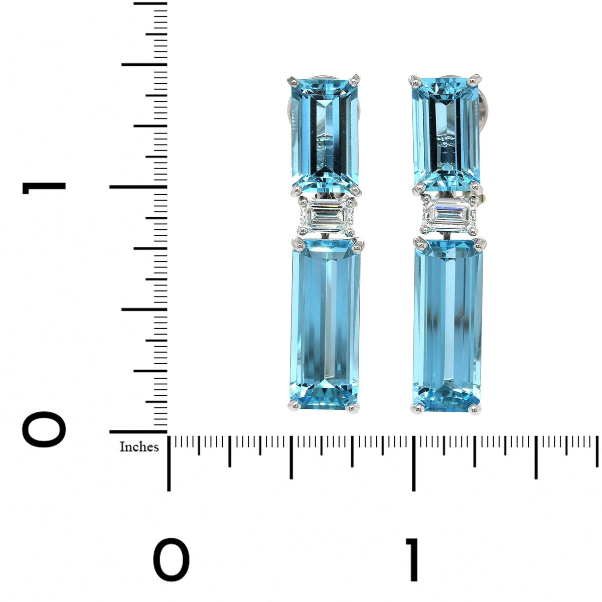 Platinum Aquamarine Diamond Drop Earrings