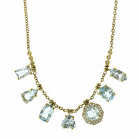 18K Yellow Gold Aquamarine Fringe Necklace, 18k yellow gold, Long's Jewelers