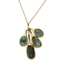 10K Yellow Gold Cluster Bezel Set Aquamarine Necklace, 10k yellow gold, Long's Jewelers