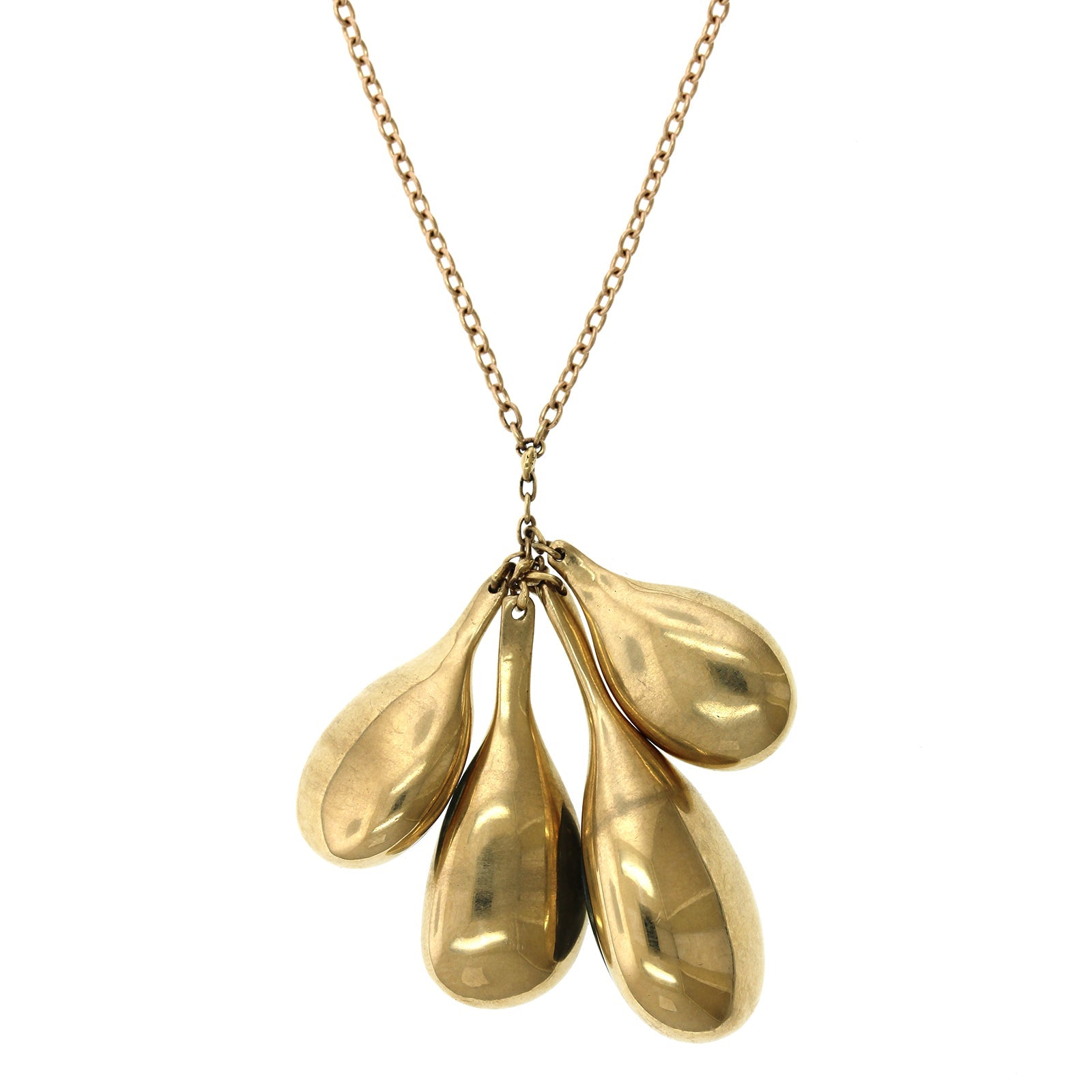 10K Yellow Gold Cluster Bezel Set Aquamarine Necklace, 10k yellow gold, Long's Jewelers