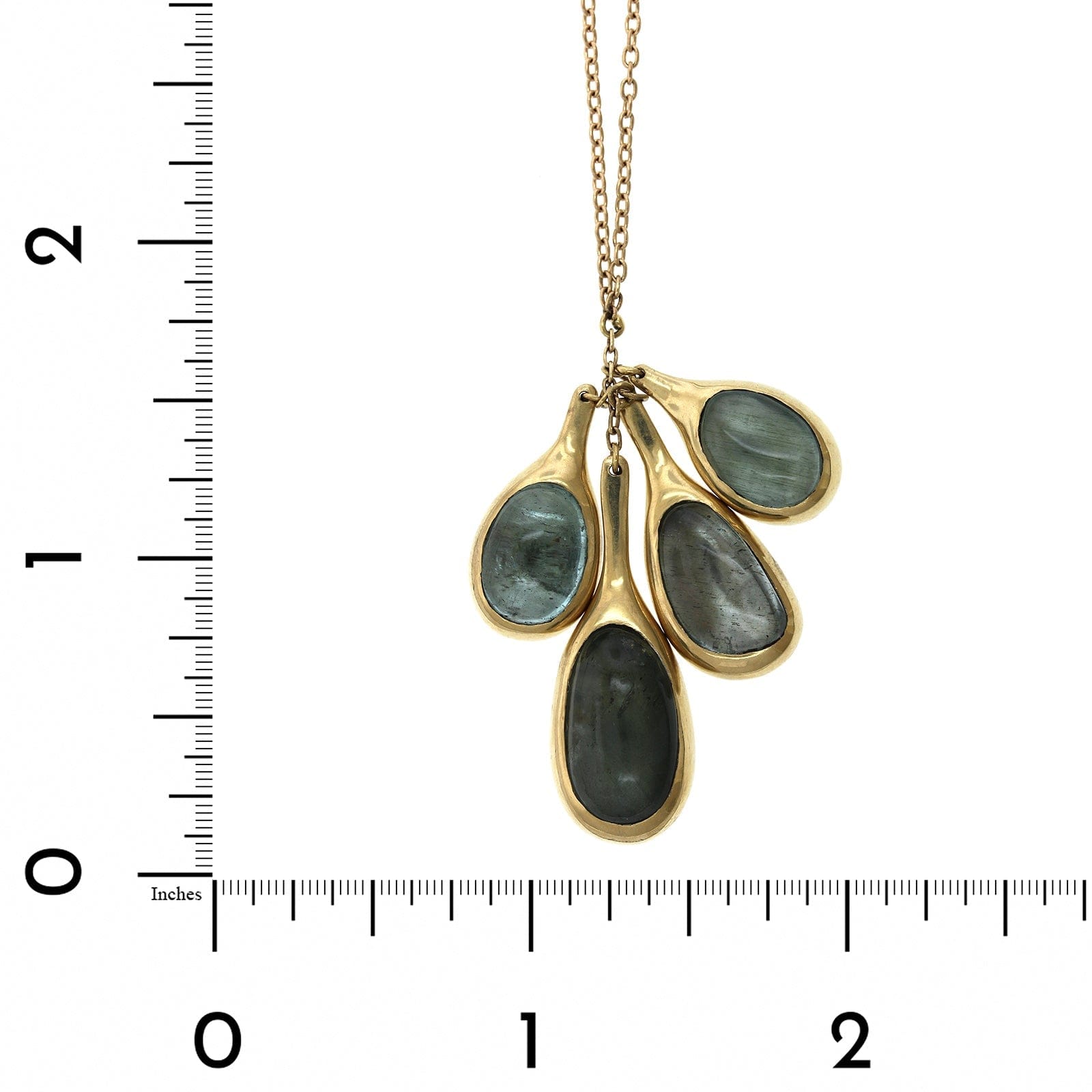 10K Yellow Gold Cluster Bezel Set Aquamarine Necklace, 10k yellow gold, Long's Jewelers