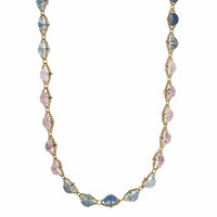 18K Yellow Gold Aquamarine and Morganite Necklace, Long's Jewelers