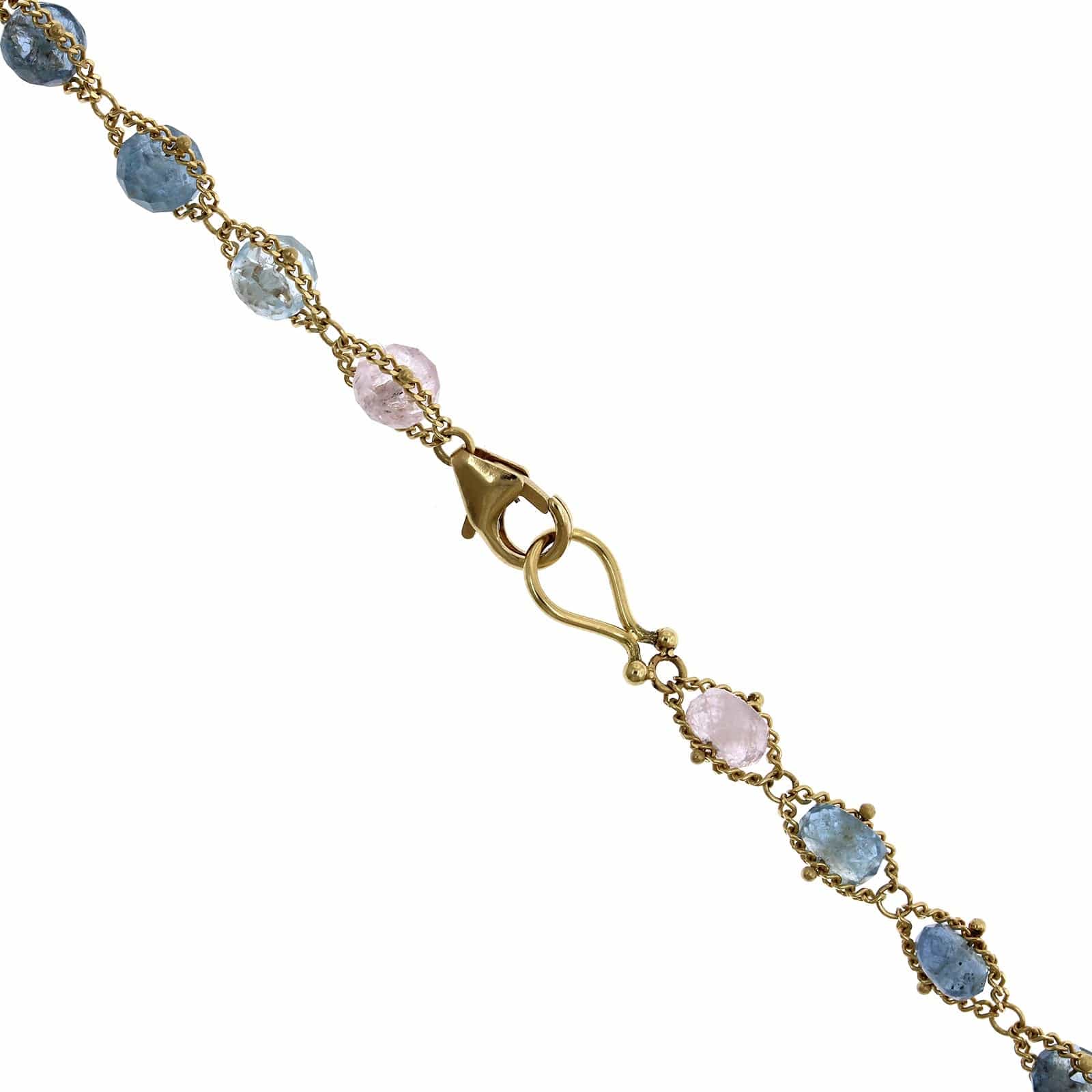 18K Yellow Gold Aquamarine and Morganite Necklace, Long's Jewelers