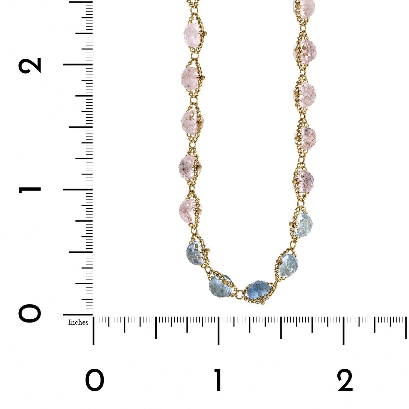 18K Yellow Gold Aquamarine and Morganite Necklace, Long's Jewelers