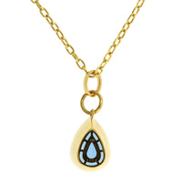 22K Yellow Gold Bezel Set Pear Shape Aquamarine Pendant
