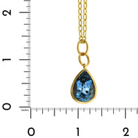 22K Yellow Gold Bezel Set Pear Shape Aquamarine Pendant