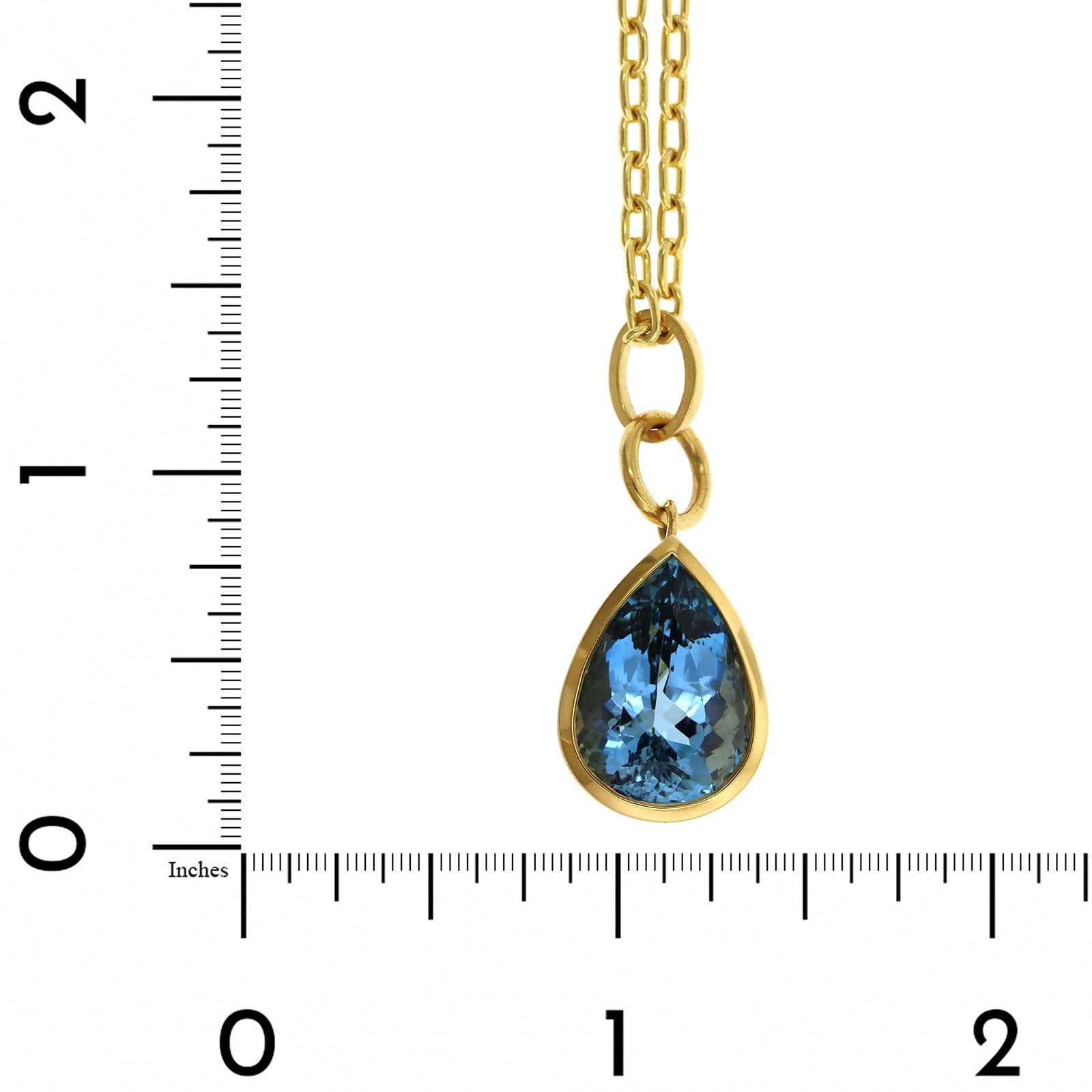 22K Yellow Gold Bezel Set Pear Shape Aquamarine Pendant
