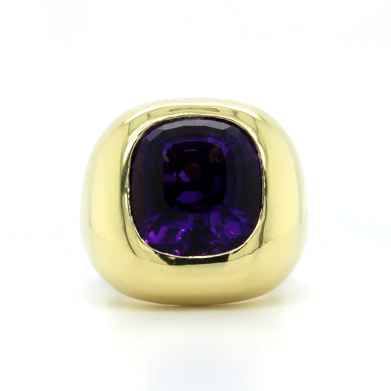 18K Yellow Gold Amethyst Dome Ring, 18k yellow gold, Long's Jewelers