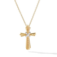 Angelika Cross Necklace in 18K Yellow Gold with Pavé Diamonds, Yellow Gold, Long's Jewelers