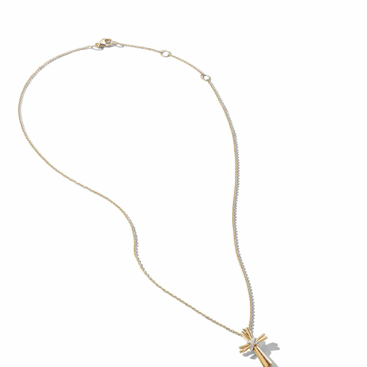 Angelika Cross Necklace in 18K Yellow Gold with Pavé Diamonds