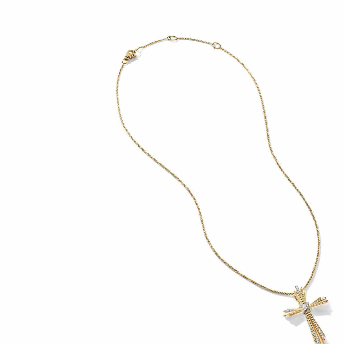 Angelika Cross Necklace in 18K Yellow Gold with Pavé Diamonds