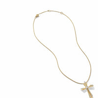 Angelika Cross Necklace in 18K Yellow Gold with Pavé Diamonds