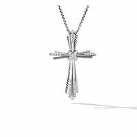 Angelika Cross Necklace with Pavé Diamonds, Sterling Silver, Long's Jewelers